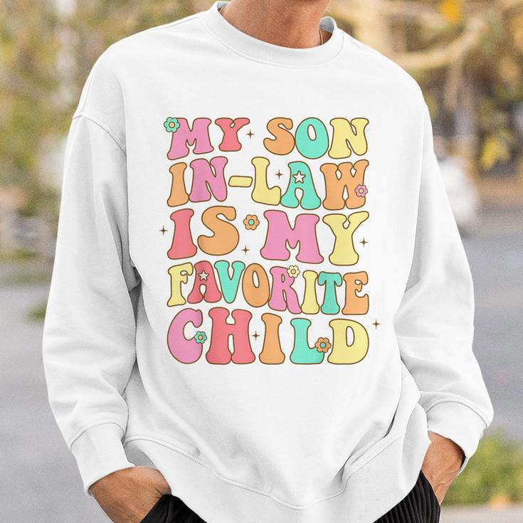 My Son In Law Is My Favorite Child Funny Retro Groovy Family Sweatshirt Gifts for Him