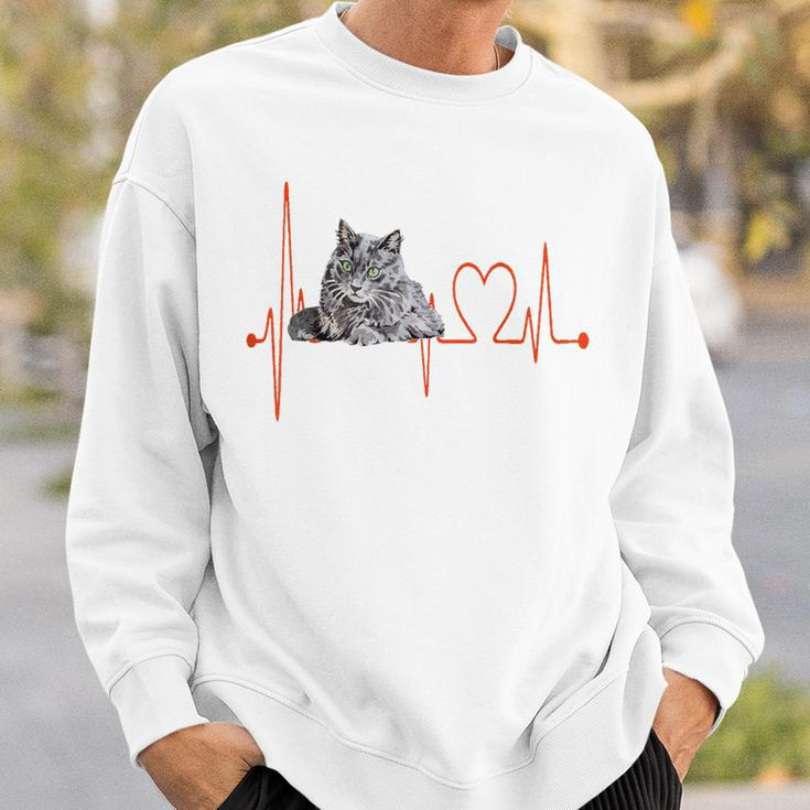 Nebelung Katze Herzschlag Ekg I Love My Cat Sweatshirt Geschenke für Ihn