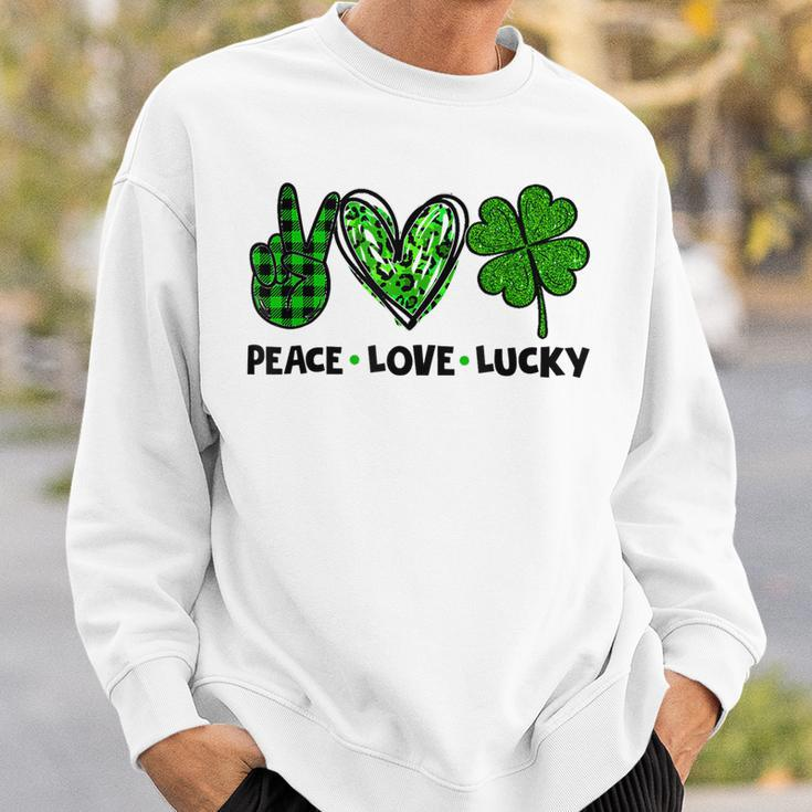 Peace Love Luck Lucky Clover Shamrock St Patricks Day Sweatshirt Gifts for Him