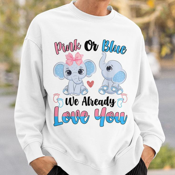 Pink Or Blue We Always Love You Funny Elephant Gender Reveal Sweatshirt Gifts for Him