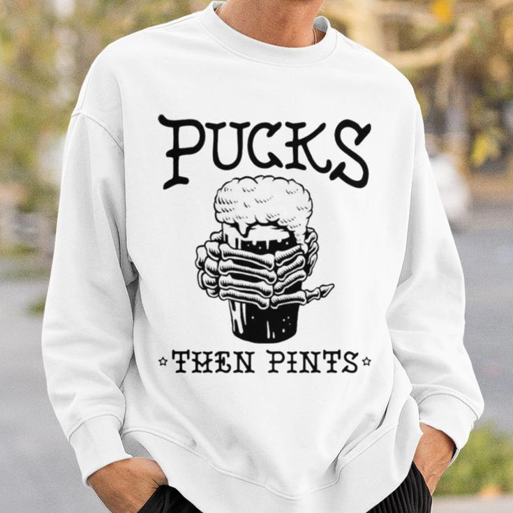 Pucks Then Pints Beer Sweatshirt Gifts for Him