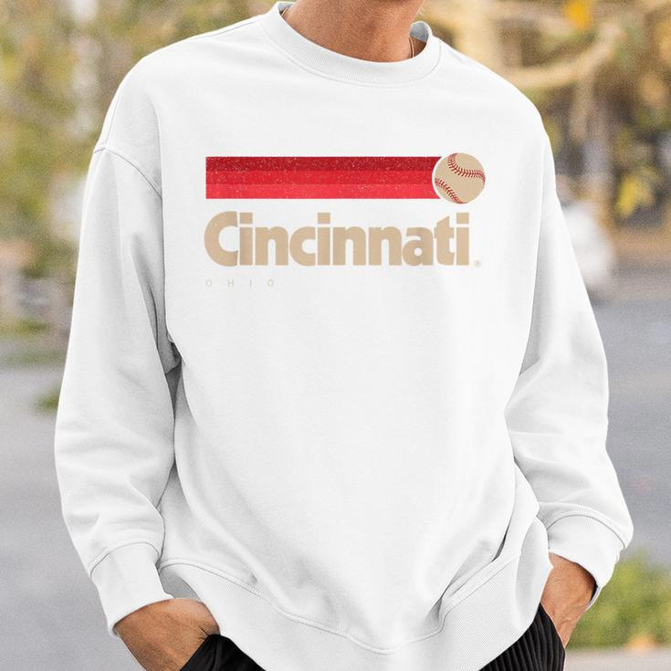 Red Cincinnati Baseball Softball City Ohio Retro Cincinnati Sweatshirt Gifts for Him