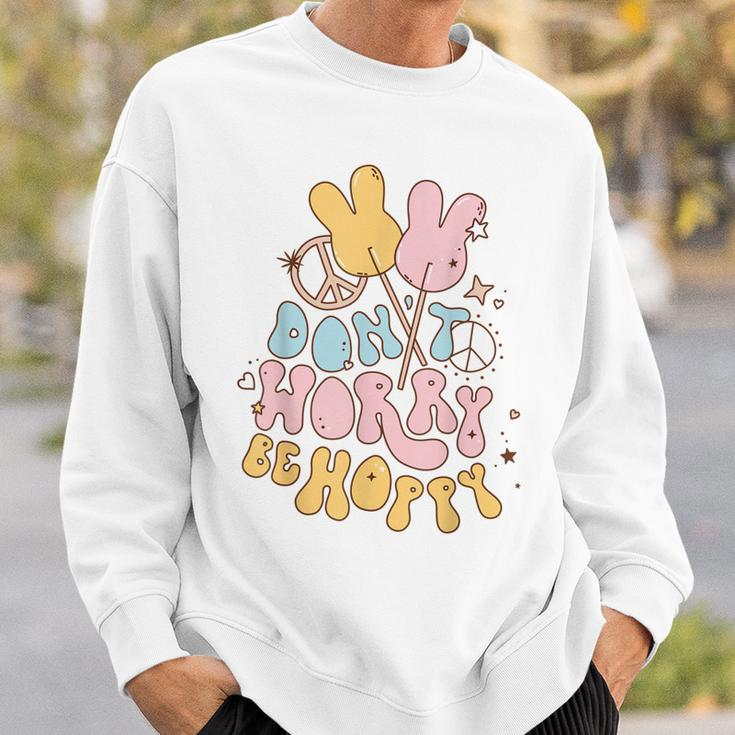 Retro Groovy Easter Bunny Happy Easter Dont Worry Be Hoppy Sweatshirt Gifts for Him