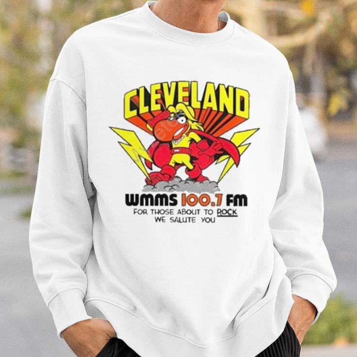Robbie Fox Wearing Cleveland Wmms Loo7 Fm For Those About To Rock We Salute You Sweatshirt Gifts for Him