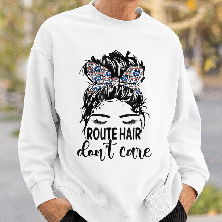 Route Hair Dont Care Messy Bun Mom Funny Mothers Day Womens Sweatshirt Gifts for Him