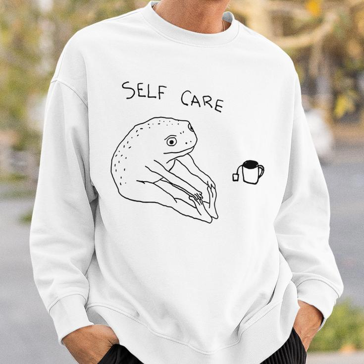 Self Care | Frog Drinking Tea Sweatshirt Gifts for Him