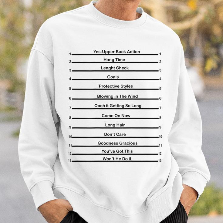 Track Your Long Hair Length Check Hair Backprint Sweatshirt Gifts for Him