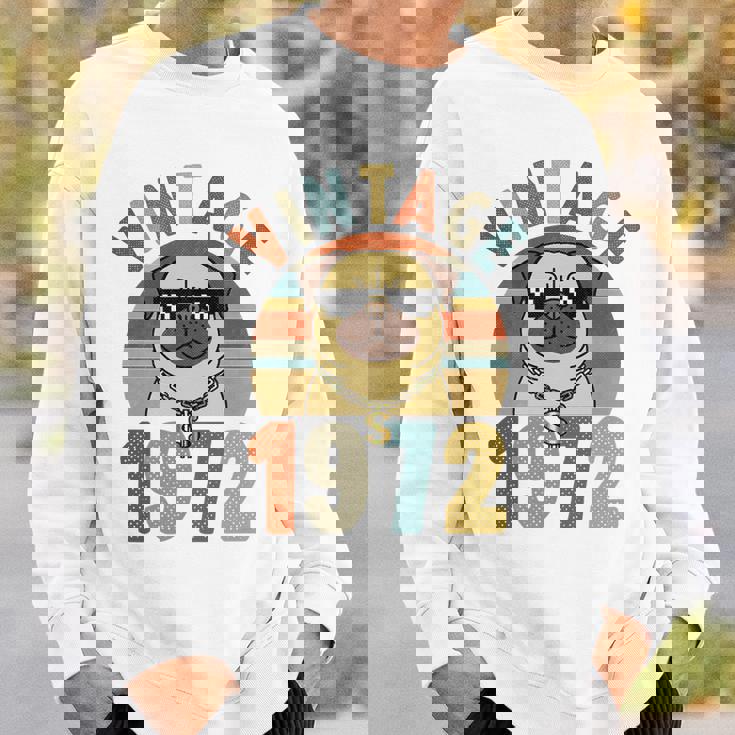 Vintage 47Th Birthday Dog Pug Vintage 1972 Classic Men Women Sweatshirt Graphic Print Unisex Gifts for Him