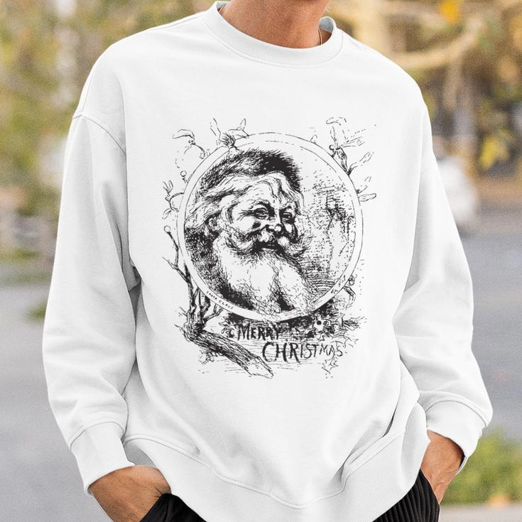 Vintage Christmas Santa Claus Face Old Fashioned Vintage Art Men Women Sweatshirt Graphic Print Unisex Gifts for Him
