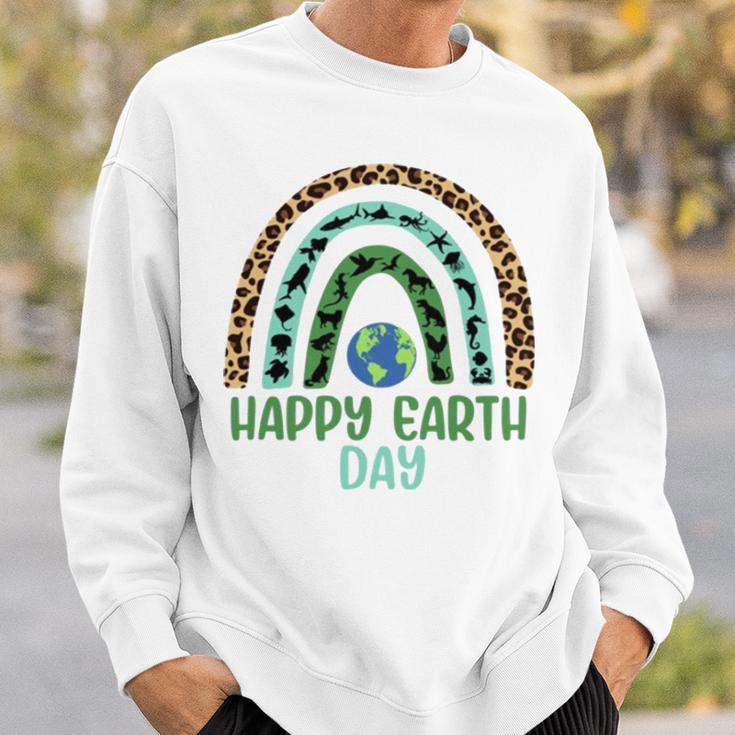 Wild And Sea Animals Happy Earth Day Rainbow Sweatshirt Gifts for Him
