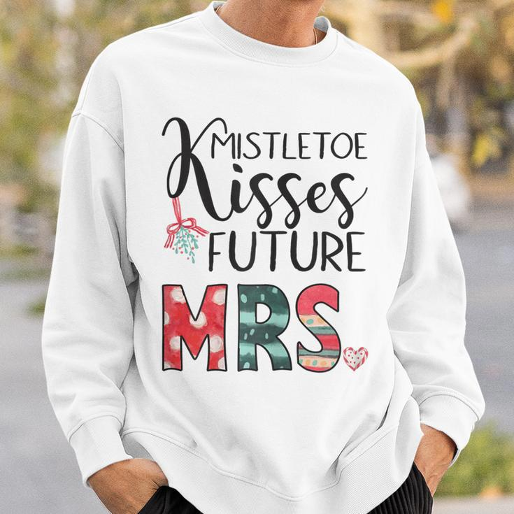 Womens Mistletoe Kisses Future Mrs Engagement Funny Christmas V2 Men Women Sweatshirt Graphic Print Unisex Gifts for Him