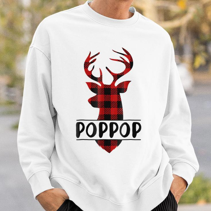 Xmas Buffalo Plaid Reindeer Poppop Family Christmas Sweatshirt Gifts for Him