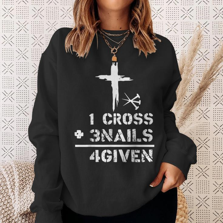 1 Cross 3 Nails Forgiven Christian Easter Day Gift Sweatshirt Gifts for Her