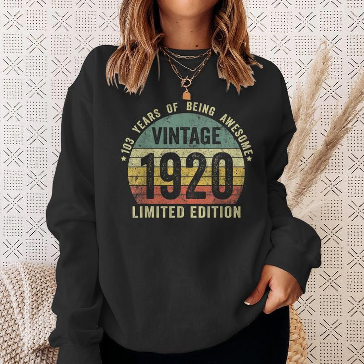 103Rd Birthday 103 Year Old Vintage 1920 Limited Edition Men Women Sweatshirt Graphic Print Unisex Gifts for Her
