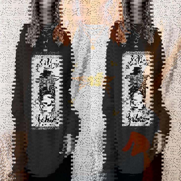 13Th Birthday Decorations Girl Messy Bun 13 Years Old Bday Sweatshirt Gifts for Her