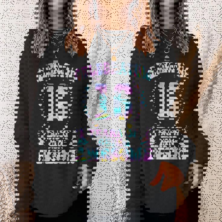 16 Years Of Being Awesome 16 Years Old Tie Dye 16Th Birthday Sweatshirt Gifts for Her