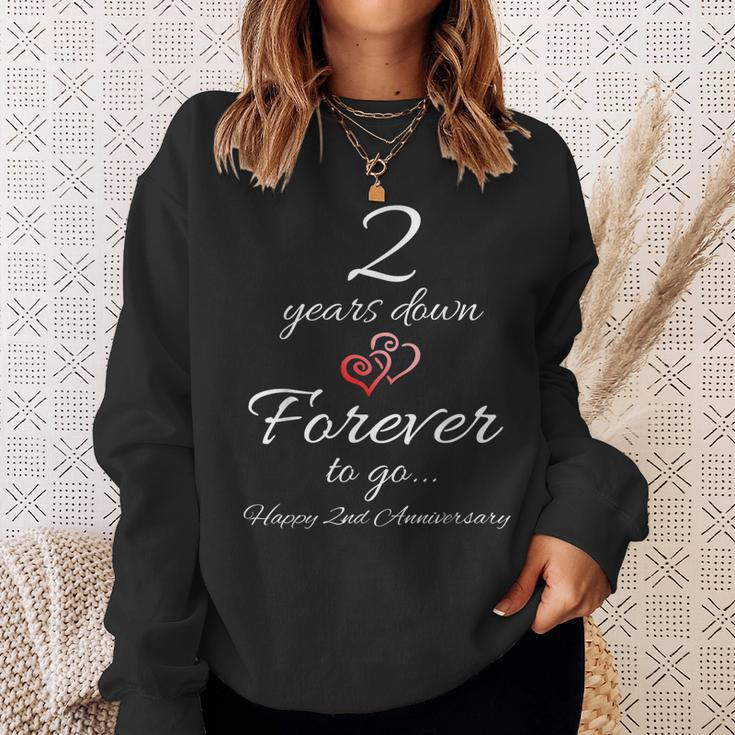 2 Years Down Forever To Go Happy 2Nd Anniversary Gift Sweatshirt Gifts for Her