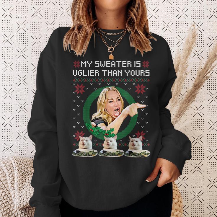 My Sweater Is Uglier Than Yours Woman Yelling At A Cat  Men Women Sweatshirt Graphic Print Unisex