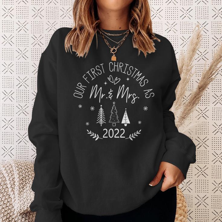 Couple Wife Husband Our First Christmas As Mr & Mrs 2022  Men Women Sweatshirt Graphic Print Unisex
