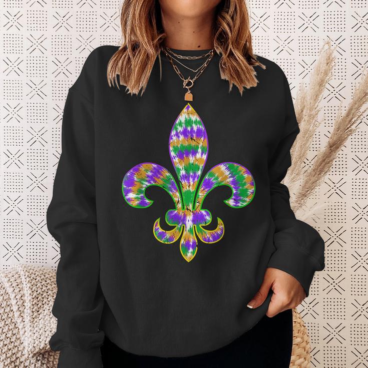 Fleur De Lis Mardi Gras Carnival Symbol New Orlean Tie Dye  Sweatshirt