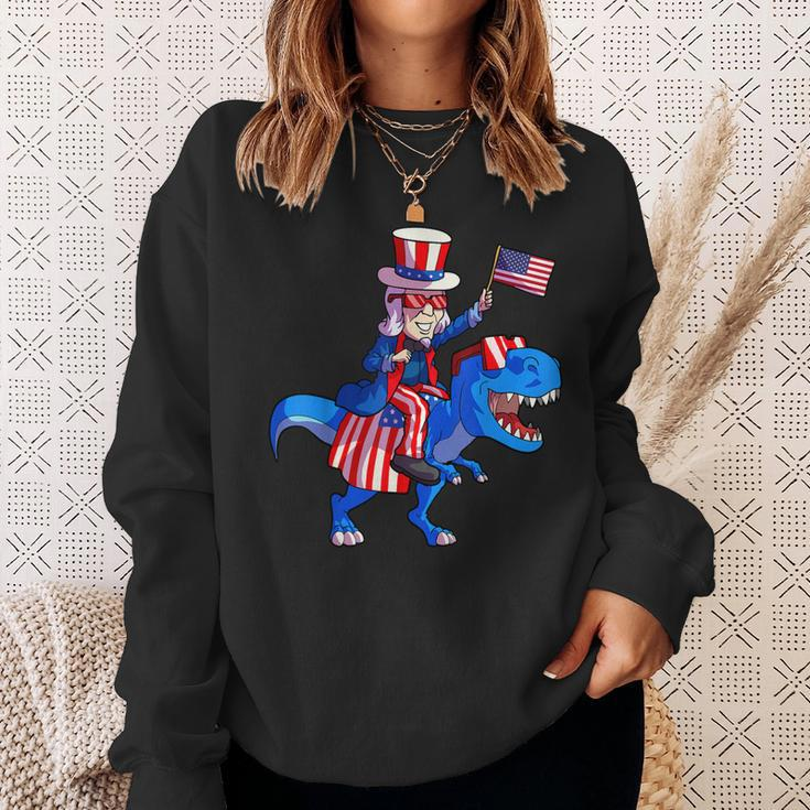 4Th Of July Kids Boys Uncle Sam DinosaurRex Sweatshirt Gifts for Her