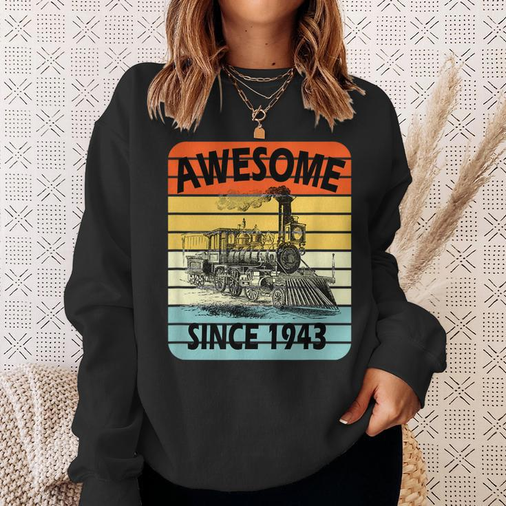 78Th Birthday Vintage Model Train Awesome Since 1943 Age 78 Sweatshirt Gifts for Her