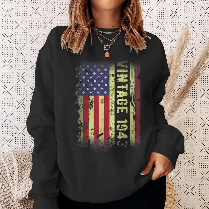 80 Year Old Gifts Vintage 1943 American Flag 80Th Birthday Sweatshirt Gifts for Her