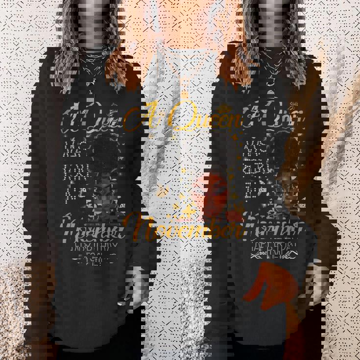 A Queen Was Born In November Happy Birthday To Me Sweatshirt Gifts for Her