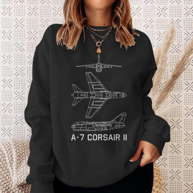 A7 Corsair Ii American Plane Blueprint Gift Sweatshirt Gifts for Her