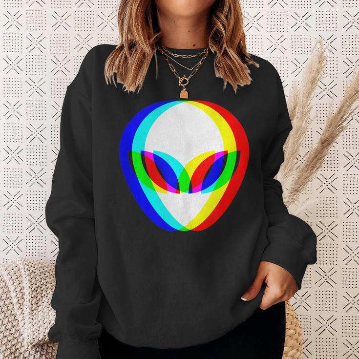 Alien Head Trippy Vaporwave Techno Rave Edm Music Festival Sweatshirt Gifts for Her