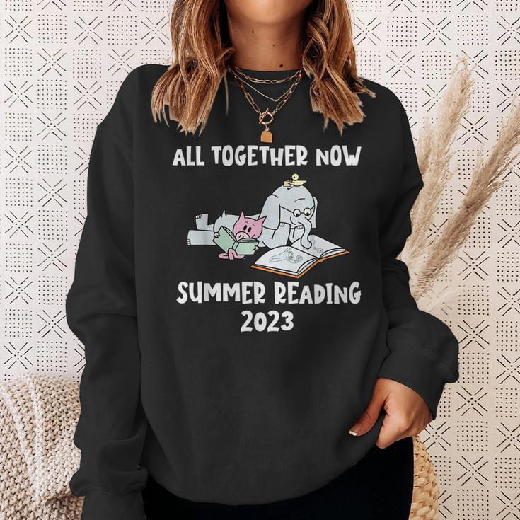 All Together Now Summer Reading Program 2023 Pig Elephant Sweatshirt Gifts for Her