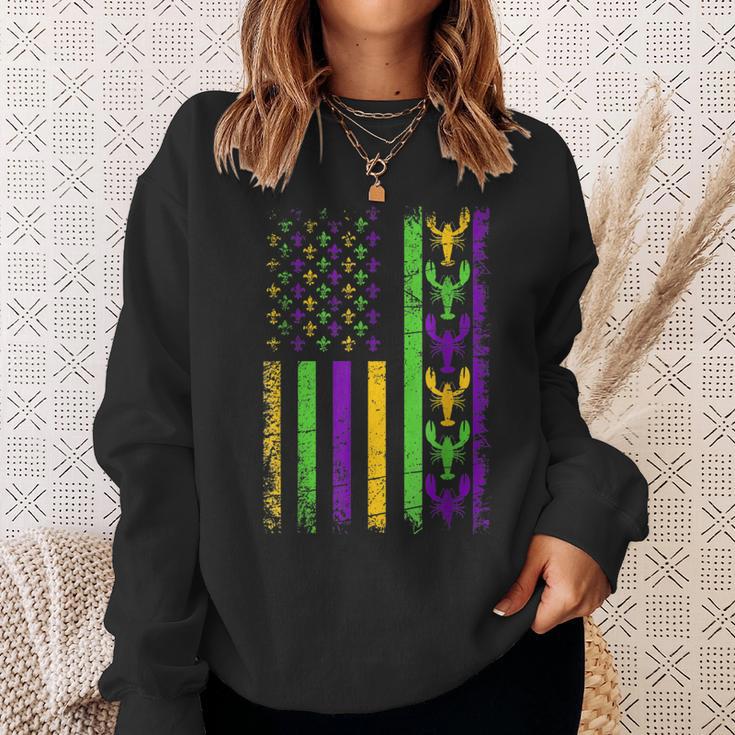 American Flag Mardi GrasMardi Gras Crawfish Outfit  Sweatshirt Gifts for Her