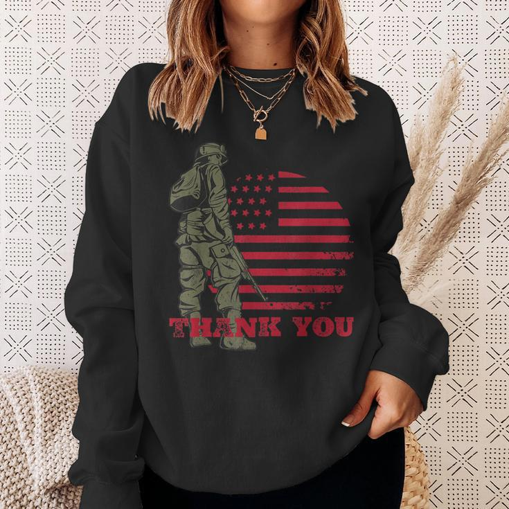 American Flag Thank You Veterans Proud Veteran V4 Sweatshirt Gifts for Her