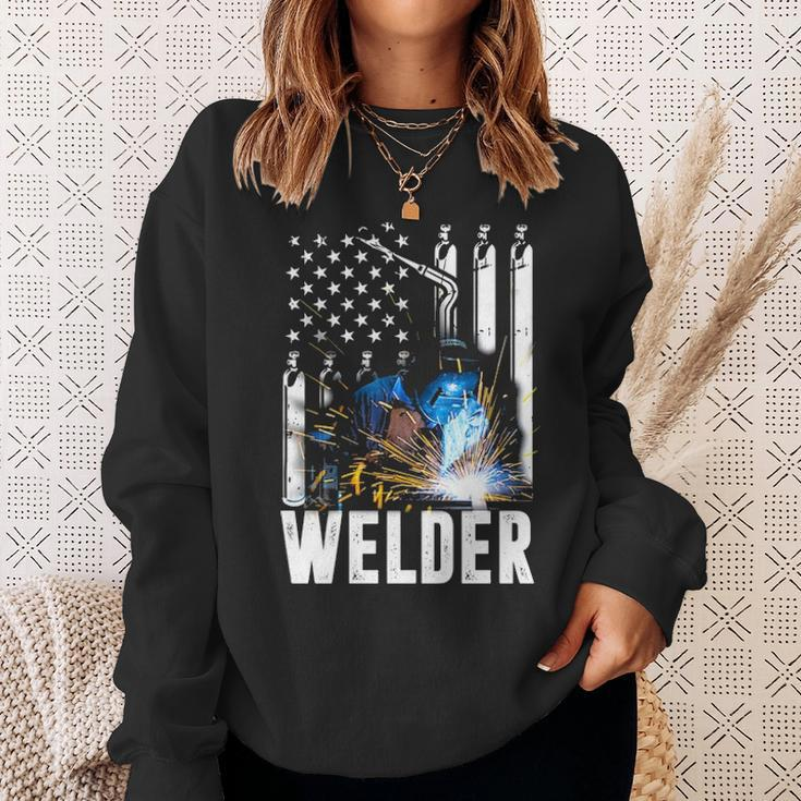 American Flag Welder Funny Patriotic Fathers Day Gift V2 Sweatshirt Gifts for Her