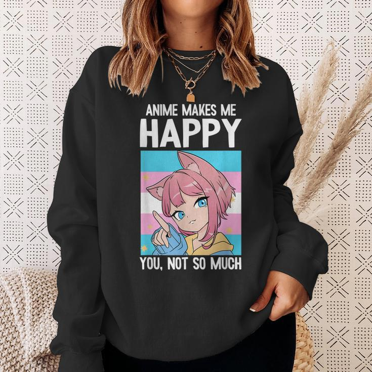 Anime Makes Me Happy You Not So Much Lgbt-Q Transgender Sweatshirt Gifts for Her