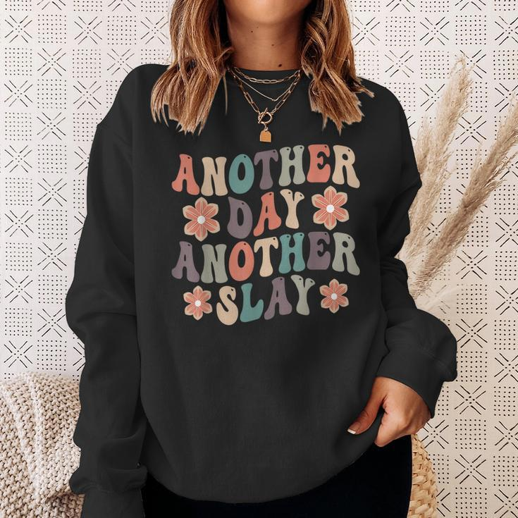 Another Day Another Slay Motivational Groovy Positive Vibes Sweatshirt Gifts for Her