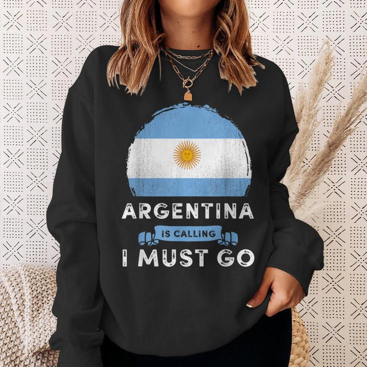 Argentina Is Calling I Must Go Argentina Country Map Flag Men Women Sweatshirt Graphic Print Unisex Gifts for Her