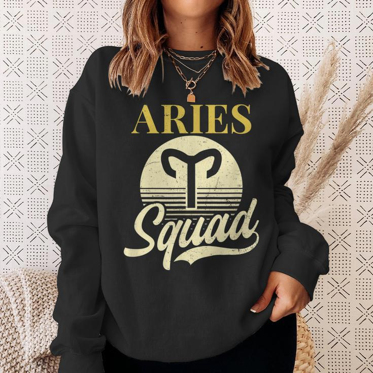 Aries Zodiac Design Vintage Retro Squad Gift Sweatshirt Gifts for Her