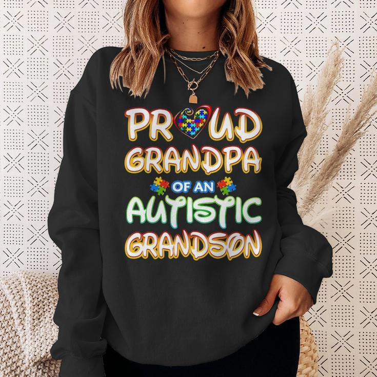Autism Awareness Family Proud Grandpa Of Autistic Grandson Sweatshirt Gifts for Her