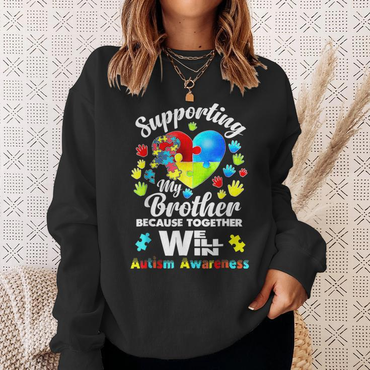 Autism Awareness Month Supporting My Brother Puzzle Sweatshirt Gifts for Her