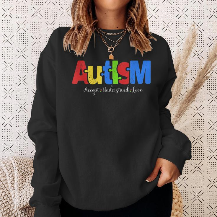 Autism Puzzle Accept Understand Love Autism Awareness Sweatshirt Gifts for Her