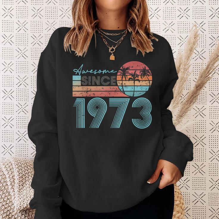 Awesome Since 1973 Retro Beach Sunset Vintage-1973 Sweatshirt Gifts for Her
