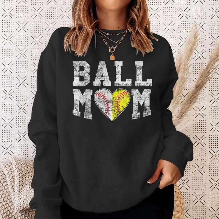 Ball Mom Baseball Softball Heart Sport Lover Funny Sweatshirt Gifts for Her