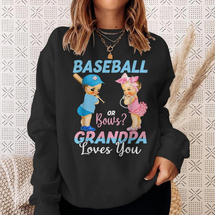 Baseball Or Bows Grandpa Loves You Baby Gender Reveal Sweatshirt Gifts for Her