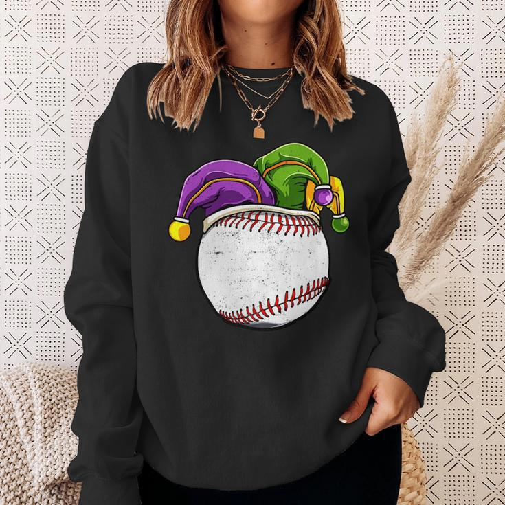 Baseball Sports Lover Mardi Gras Carnival Party Jester Sweatshirt Gifts for Her