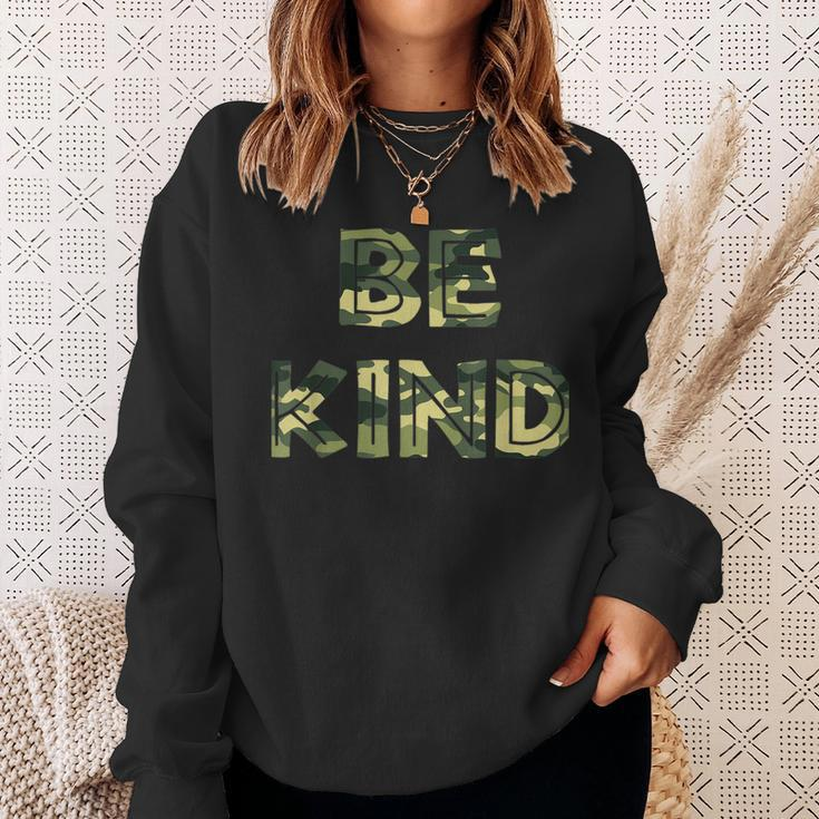 Be Kind Camo Military Antibullying Sweatshirt Gifts for Her