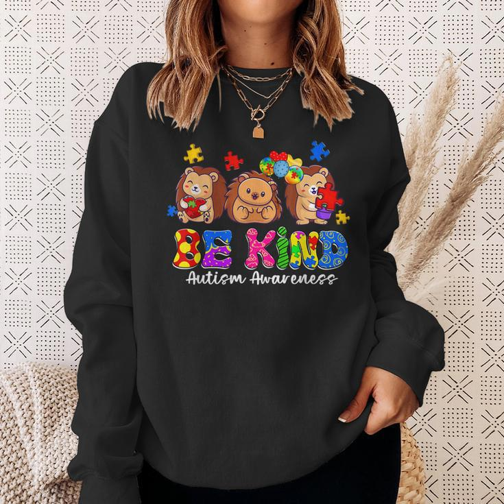 Be Kind Hedgehog Puzzle Pieces Funny Autism Awareness Gifts Sweatshirt Gifts for Her