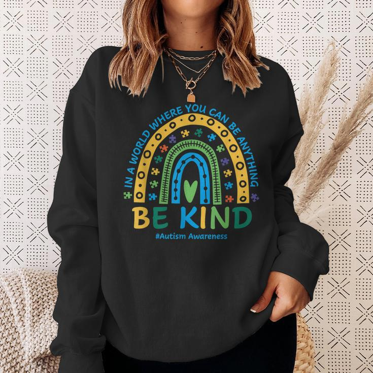 Be Kind Rainbow Autism Mom Dad Women Kids Autism Awareness Sweatshirt Gifts for Her