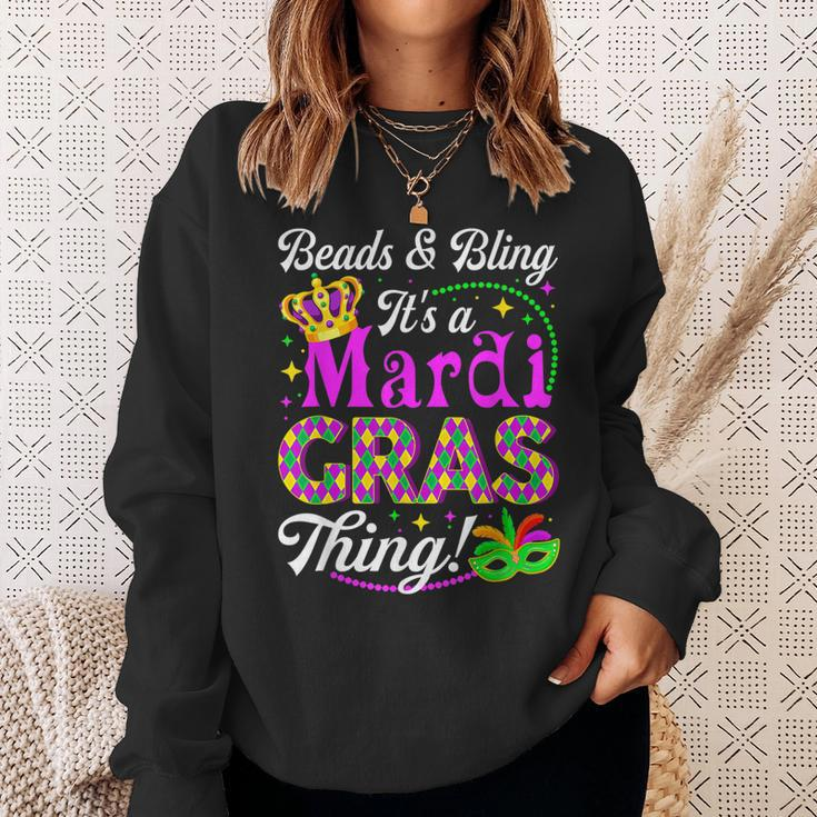 Beads & Bling Its A Mardi Gras Thing Party Mask Beads Sweatshirt Gifts for Her