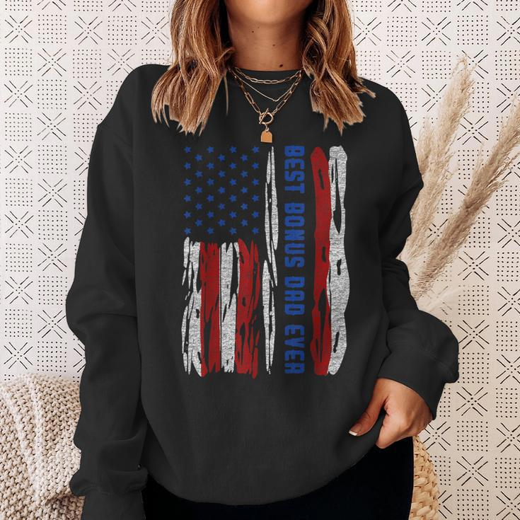 Best Bonus Dad Ever Us Flag Step Father Fathers Day Gift Gift For Mens Sweatshirt Gifts for Her